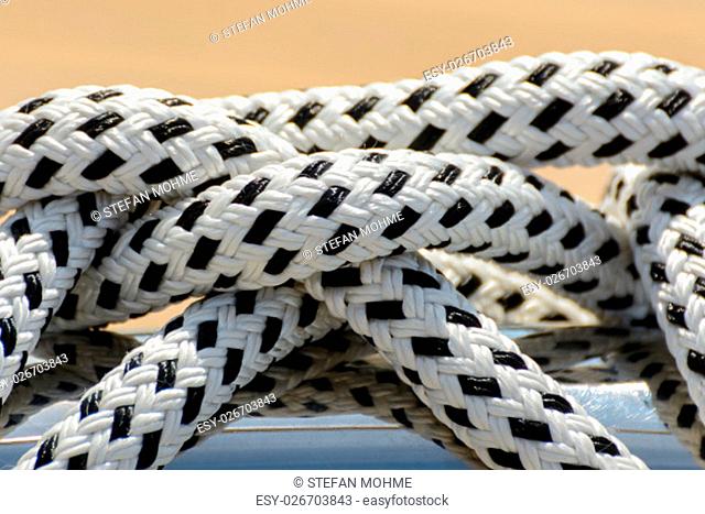 Rope on a boat in black and white