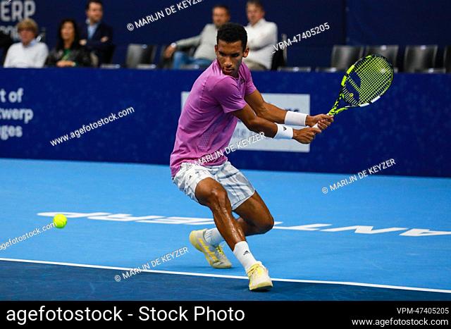 Canadian Felix Auger-Aliassime pictured in action during the men's single semi finals match between French Gasquet and Canadian Auger-Aliassime