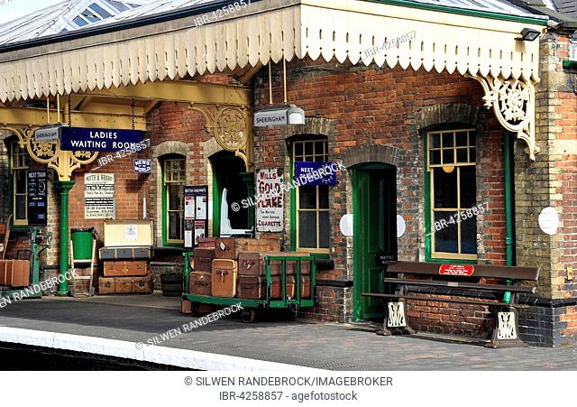 Train station of the historic steam train North Norfolk Railway Poppy Line, Sheringham, Norfolk, United Kingdom