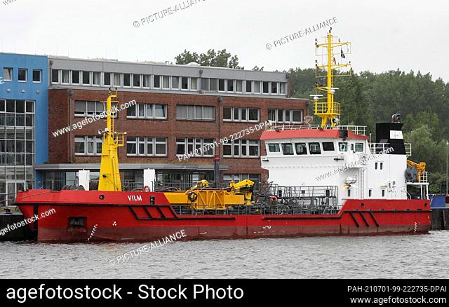 01 July 2021, Mecklenburg-Western Pomerania, Rostock: The oil spill response vessel ""Vilm"" is moored in the fishing port