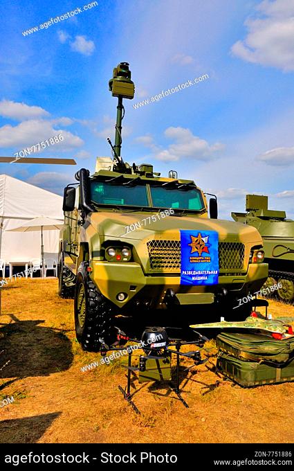 MOSCOW, RUSSIA - AUG 2015: Reconnaissance vehicle KAMAZ-53949 presented at the 12th MAKS-2015 International Aviation and Space Show on August 28, 2015 in Moscow