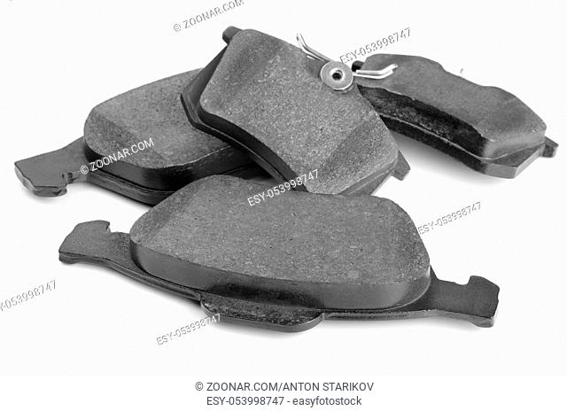 Set of car brake pads isolated on white