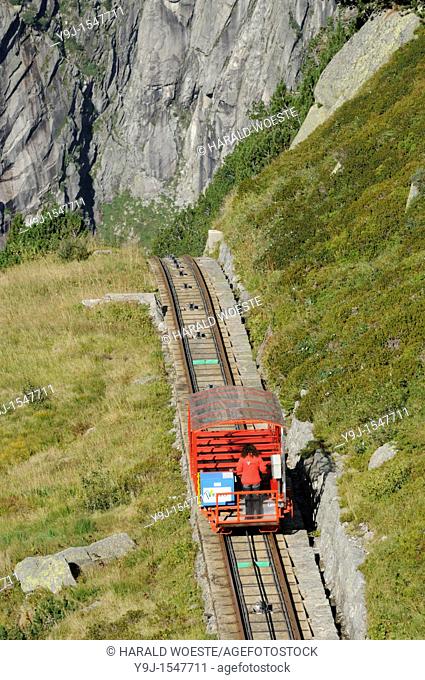 Switzerland, Western Europe, Grimsel region, nr  Guttannen, Gelmerbahn funicular  Note: No releases available  --- Info: The Gelmer cable car funicular railway...