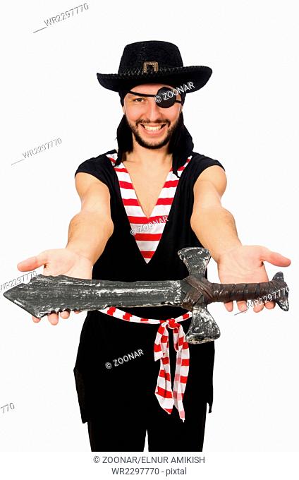The man pirate isolated on the white background