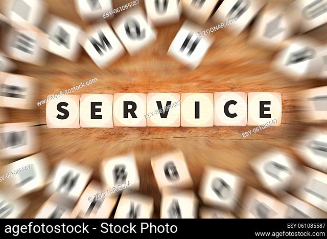 Service Dienstleistung Support Würfel Business Konzept Idee