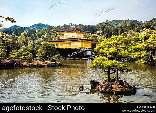 The world famous Kinkakuji Temple (The Golden Pavilion) in Kyoto, Japan