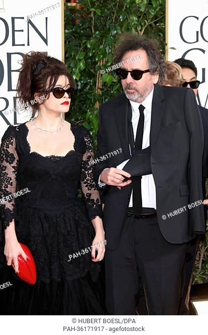 British actress Helena Bonham Carter and US director Tim Burton arrive at the 70th Annual Golden Globe Awards presented by the Hollywood Foreign Press...