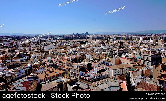 View over the oldtown of valencia from the cathedral tower