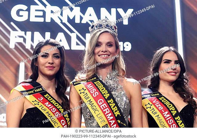 23 February 2019, Baden-Wuerttemberg, Rust: Miss Baden-Württemberg, Nadine Berneis (M) from Stuttgart, will be named ""Miss Germany 2019"" at Europa-Park