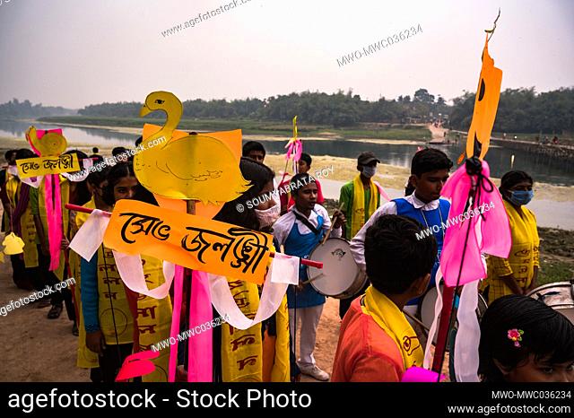 A procession has been organized to save the Jalangi river, an initiative of the students of the Tehatta region with the support of ""Jalangi Nodi bachao...