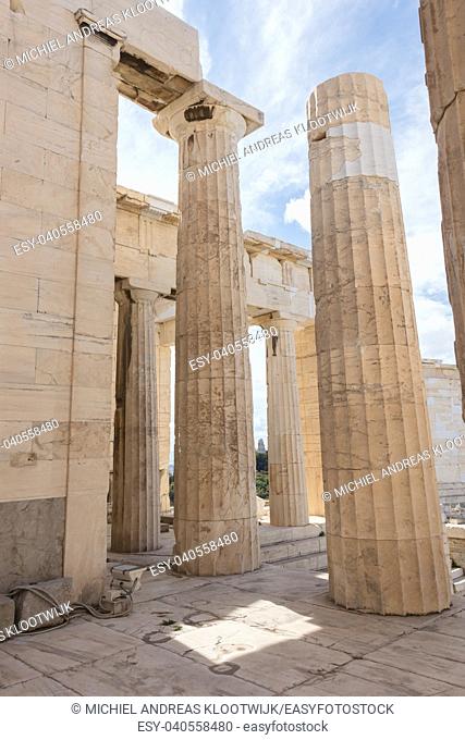 Old details of the Athenian Acropolis, Greece