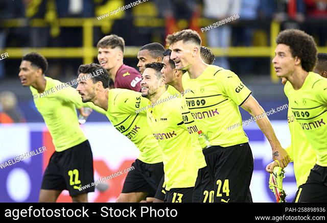 final jubilation DO, in the withte Raphael GUERREIRO (DO) Soccer Champions League, preliminary round 2nd matchday, Borussia Dortmund (DO) - Sporting Lisbon...