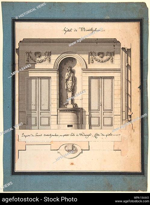 Section and Plan of the Small Dining Room of the Hôtel de Montholon. Artist: Jean Jacques Lequeu (French, Rouen 1757-1825 Paris); Architect: Designed by...