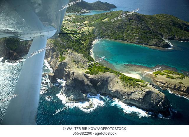 French West Indies (FWI), Guadeloupe, Les-Saintes Islands, Terre-de-Haut: Aerial View of Baie de Point Pierre
