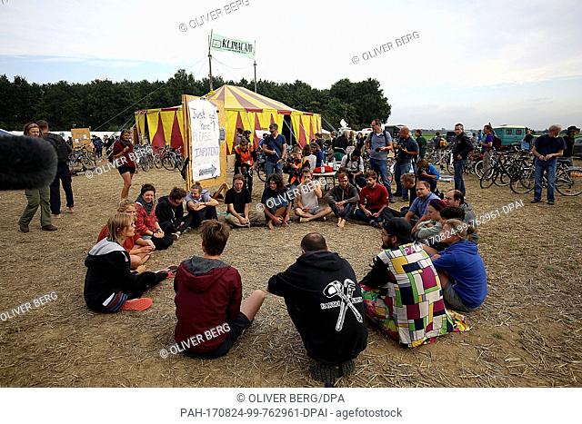 Activists sitting in the Climate Camp near Erkelenz, Germany, 24 August 2017. No protests have been reported yet at the start of the registered protest day by...