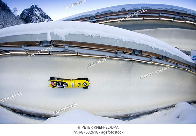 German bobsledders Nico Walter and Kevin Kuske during the men's doubles at the Bobsled World Cup in Schoenau am Koenigssee, Germany, 28 January 2017