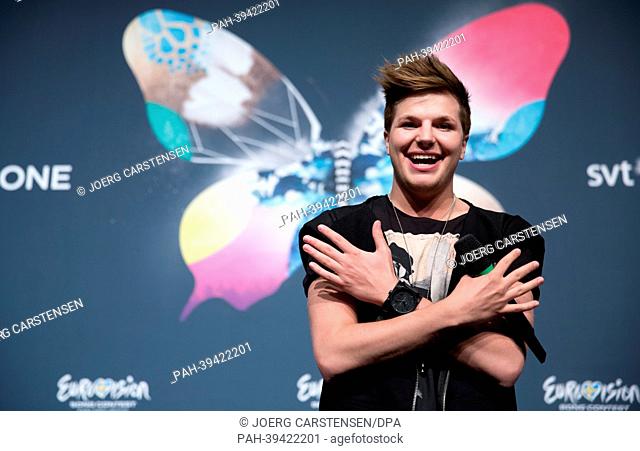 Singer Robin Stjernberg representing Sweden poses during a press conference for the Eurovision Song Contest 2013 in Malmo, Sweden, 12 May 2013