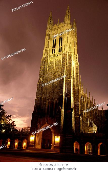Durham, NC, North Carolina, Duke University, Duke University Chapel, evening