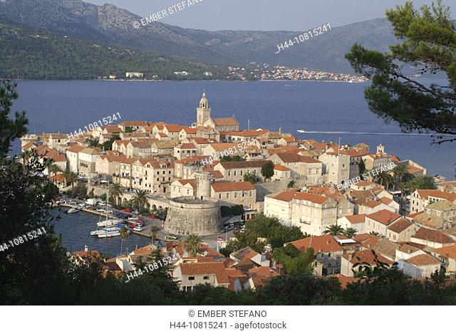 Korcula town, city, old town, coast, sea, Croatia, Europe, island, isle, Dalmatian, Adriatic