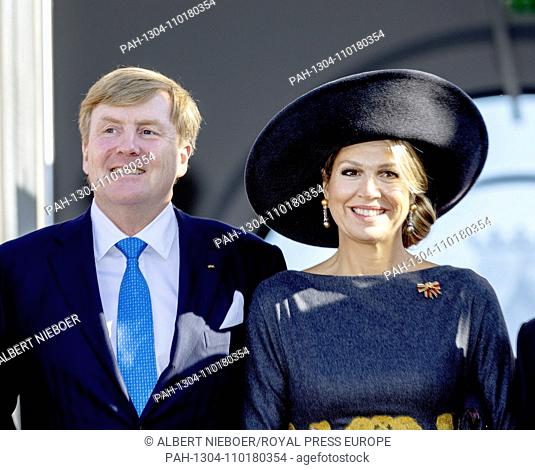 King Willem-Alexander and Queen Maxima of The Netherlands arrive at the Staatskanzlei Rheinland-Pfalz in Mainz, on October 10, 2018