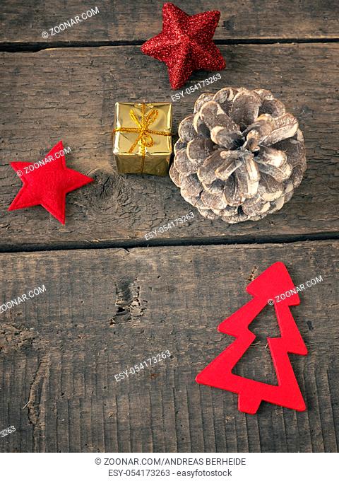 Christmas decoration on an old wooden table