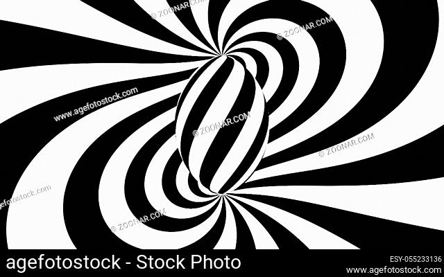 Hypnotic spiral. Black and white hypnosis. 3d rendered