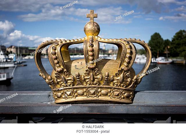 Golden crown on Skeppsholm Bridge, Stockholm, Sweden