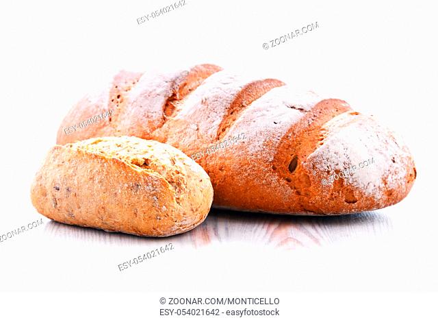 Composition with assorted bakery products isolated on white