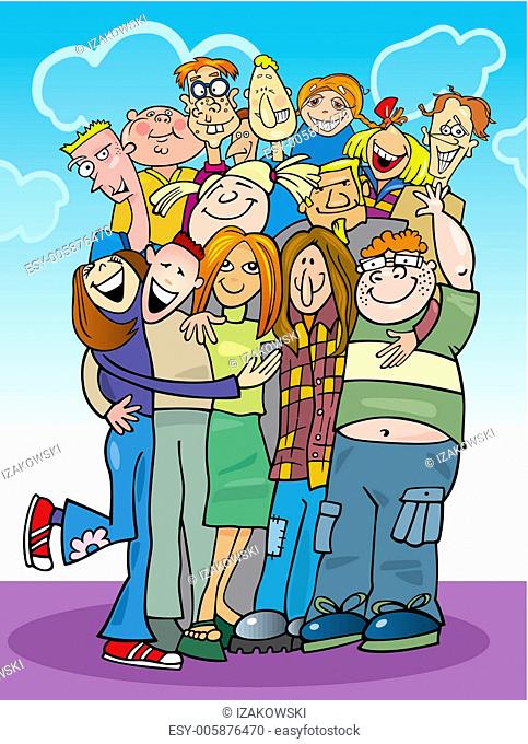 cartoon teenagers group