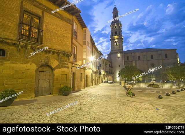 Briones La Rioja Spain on July, 20, 2020: is part of the Most Beautiful Villages in Spain, la Asuncion the baroque church