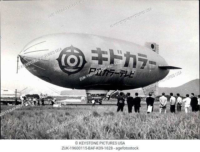 1968 - Airship From Germany Flies In Japan. Japan's first dirigible 'Hiryu' (Flying Dragon) purchased from West Germany, is shown on its first test flight after...