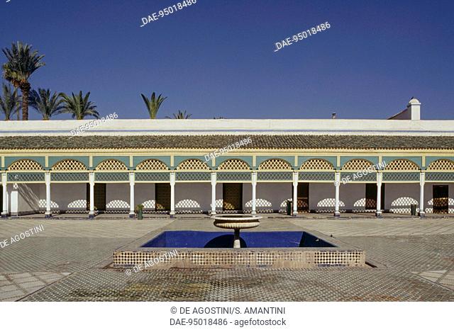 Great courtyard of Bahia Palace, medina of Marrakesh (UNESCO World Heritage List, 1985), Morocco, 19th-20th century. Marrakech, Palais Bahia (Palace)
