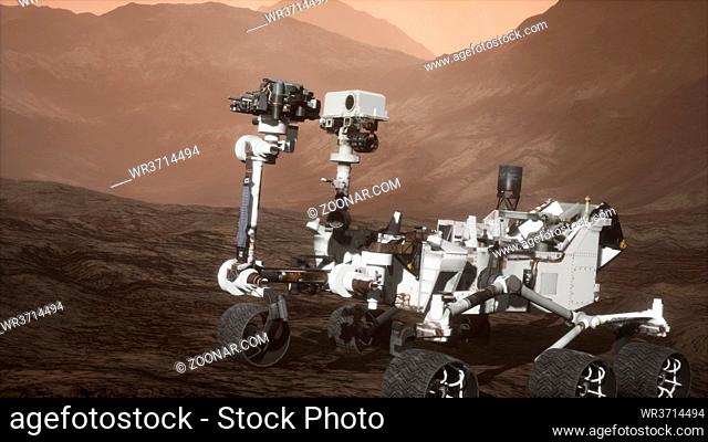 Curiosity Mars Rover exploring the surface of red planet