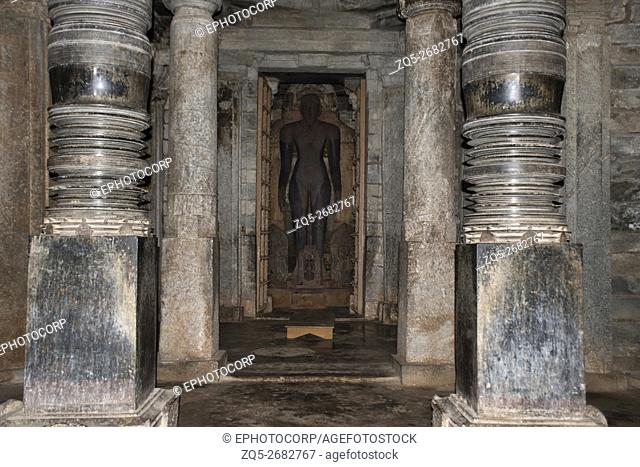 Interior of the main shrine, Shantinatha Bsadi, Basadi Halli, Karnataka, India