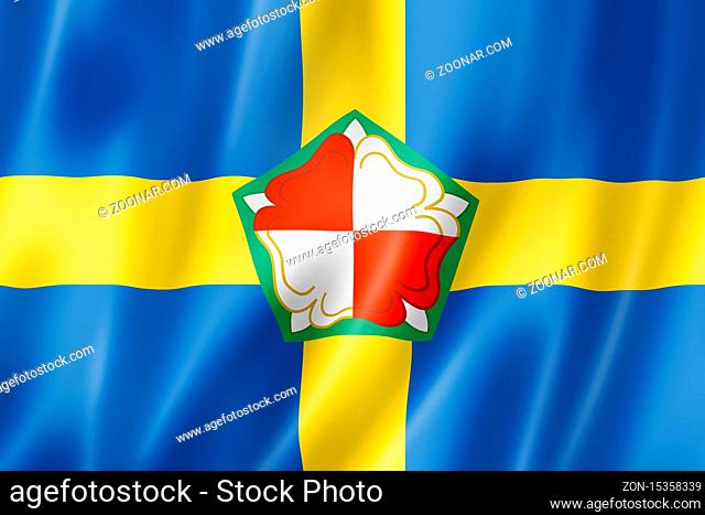 Pembrokeshire County flag, United Kingdom waving banner collection. 3D illustration