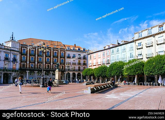 Plaza Mayor - Main Square, the central square of Burgos. French Way, Way of St. James. Burgos, Castile and Leon, Spain, Europe