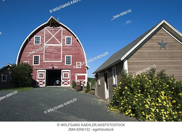 Red barn in the Palouse near Colfax, Eastern Washington State, USA