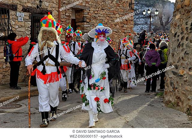 Spain, Province of Guadalajara, carnival parade in Almiruete