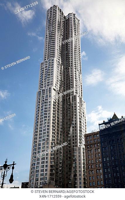 New York by Gehry building at 8 Spruce Street in Manhattan, New York City, United States of America  Designed by Frank Gehry