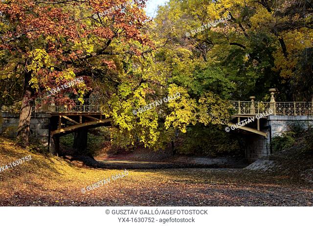 Autumn was dry river bed bridges
