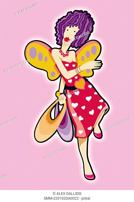 Woman butterfly with heart dress