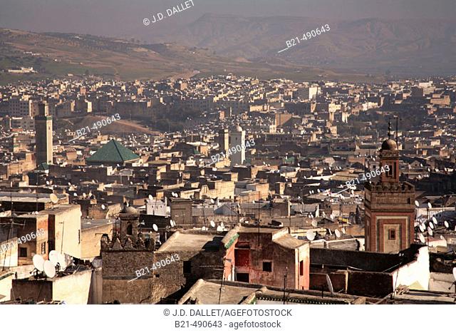 The Medina (old town) from the Batha area, at Fes. Morocco