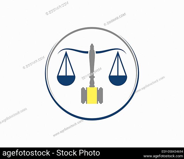 Combination hammer law firm with balance scale law firm
