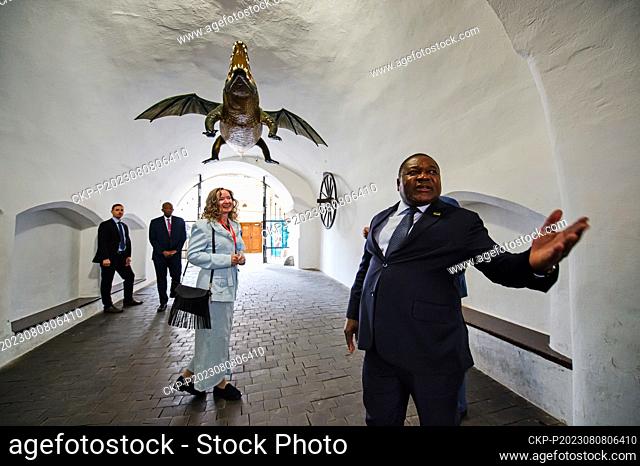 Mozambican President Filipe Nyusi, right, visits Brno, Czech Republic, on August 8, 2023, during his official visit to the Czech Republic