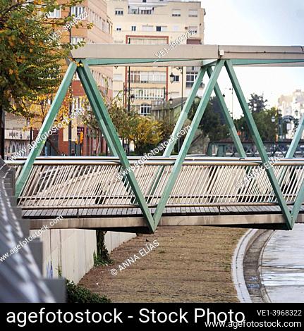 letter m, M photographic composition of Malaga metal walkway bridge of the creative alphabet