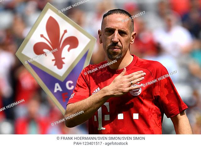 PHOTO ASSEMBLY: Franck RIBERY before transfer to Fiorentina. Franck RIBERY (FC Bayern Munich) says goodbye to the fans before the start of the game
