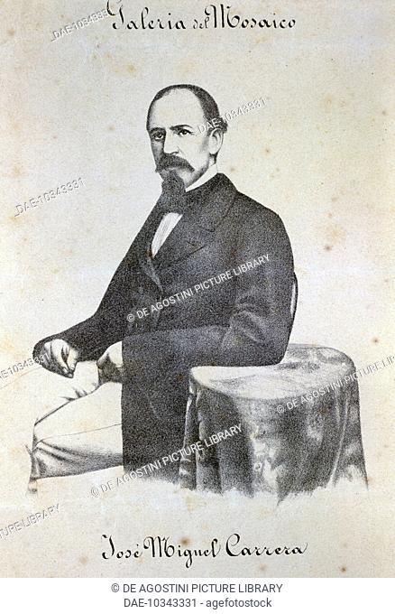 Portrait of Jose Miguel Carrera Fontecilla (Parana, Argentina 1821-Lima, Peru, 1860), Chilean politician and military serviceman. Chile, 19th century