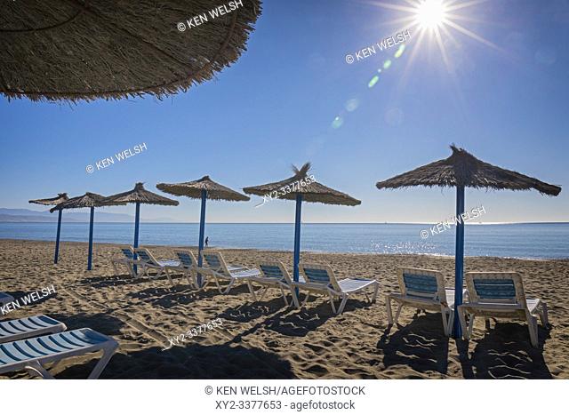 Playamar beach early morning, Torremolinos, Costa del Sol, Malaga Province, Andalusia, southern Spain