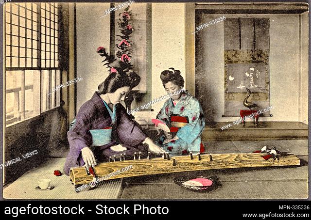 Women playing the koto. Pacific pursuits: Postcards Japan - Life. Date Issued: 1900 - 1940 Place: s.l. Publisher: s.n. The koto ((Japanese: ?) is a traditional...