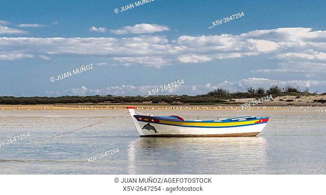 Boat on the beach. Cancela Velha. Algarve. Portugal